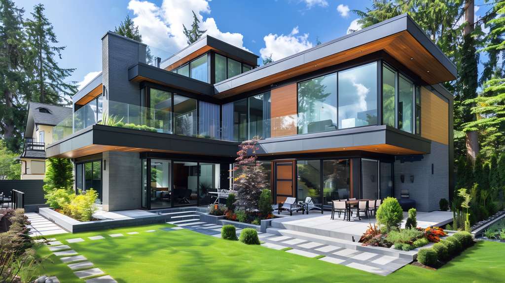 Modern luxury home with large windows